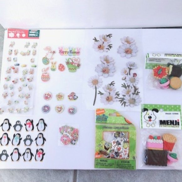 NEW Stationary Stickers and Erasers Bundle - Picture 2 of 7